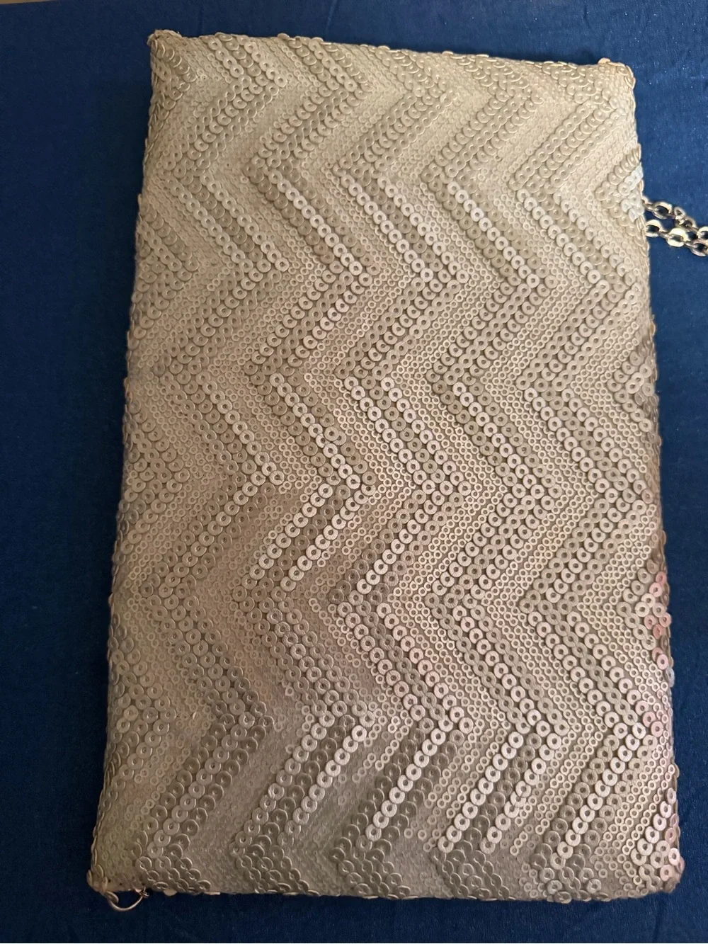 Urban Expressions Silver Sequin Chevron Envelope Clutch with Chain